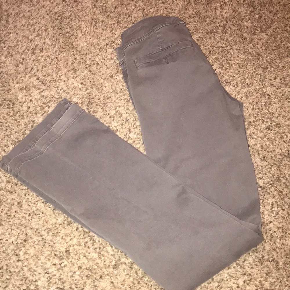 Gray khaki kick boot pants